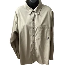 Patagonia Mens Organic Cotton Button Up Long Sleeve Khaki Shirt Mens L Gorp Core. PREOWNED AND IN GOOD CONDITION!Great...