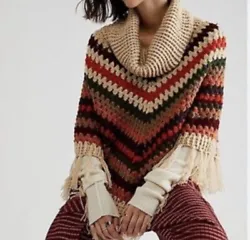 Free People Weekend Getaway Crochet Poncho Fall Colors NWOT $70Black Line On Inside Label To Prevent Returns Get cozy...