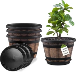 【Unique Design】-Whiskey barrel planters with rustic touch,Imitation wine barrel planter design of retro style to...