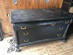 Antique Claw Foot 4drawer Dresser. Nice design to this old dresser . Drawers work but missing one handle and the unit...