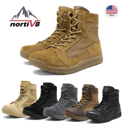 Lightweight & protection: The combat boots only weigh about 540g. Won’t feel heavy and fatigue when wearing it. (2)...