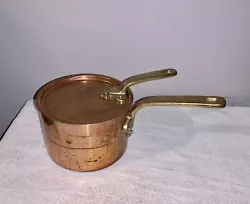 The pan measures approximately 6 1/2” across the top and 4 1/2” high. It is in nice condition. The copper needs...