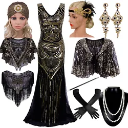 Elegant Prom dresses,Flapper costume Fancy Makeup,Halloween Costumes,Xmas,Thanksgiving,Christmas Roaring 20s Dazzling...