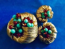 Antique SCHRAGER signed beautiful high quality pin and earrings set. This pin and earrings are nicely decorated with...