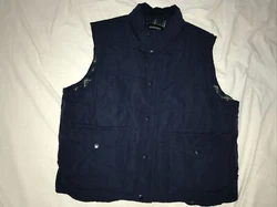 St. Johns Bay Mens Vintage XL Puffer Vest Jacket Blue Flannel Lined.