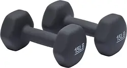 Amazon Basics Neoprene Coated Dumbbell Weights, Set of 2. Each dumbbell provides a clearly printed number on the end...