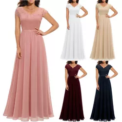 Fabric: lace,chiffon. Length: maxi. Style: formal. Neckline: v-neck. Occasion: wedding,party. Thickness: thin....