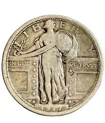 This is a 1917-P Type 1 Standing Liberty Quarter, a beautiful coin featuring Lady Liberty. The coin is circulated and...