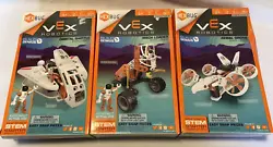 Lot of 3 Hex Bug Vex Robotics, Build Genius.  Included are: Orbital Shuttle, Mech Loader and Aerial Drone.  New in...