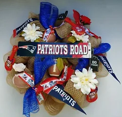 This wreath would be great for a person who loves the New England Patriots football team and ideal for a man cave. This...