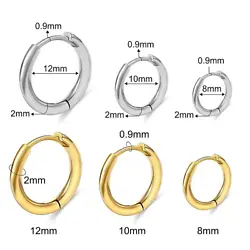 Earrings Type: Hoop Earrings. Earrings Information. Material: Stainless Steel. Size: 8mm, 10mm, 12mm. Closure: Hook...