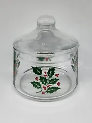 Vintage Apothecary Jar Clear Glass Holly Leaf with Lid Great Shape! Will pack extremely well to ensure no damage while...