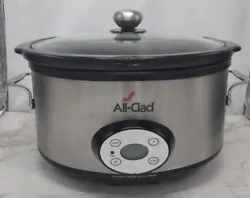 All Clad 6.5 qt Slow Cooker Crock Pot Series AC-65EB Cooking Crockpot Stainless.  Slow cooker works great. It has some...