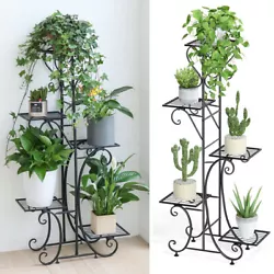 5 Tier Tall Plant Stand Rack Multiple Flower Pot Holder Shelf For Indoor Outdoor Upgrade version，with bottom screw...