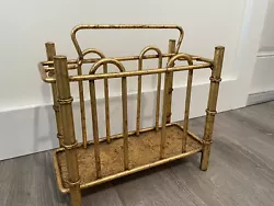 Vintage Brass Gold Bamboo Metal Magazine Rack Record Holder Regency MCM. Beautiful Vintage condition. Heavy substantial...