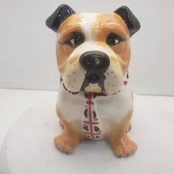 British Bull Dog Ceramic Cookie Jar. This cute guy is in good pre-owned condition. There are no chips or cracks but...