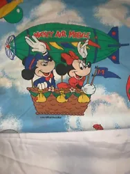 Vintage Disney Mickey TWIN FLAT SHEET Blue ~ Sky, Dumbo, Balloons, Parachute. Condition is Pre-owned. Shipped with USPS...