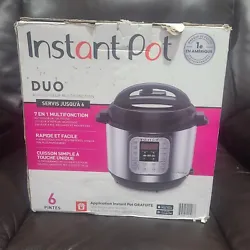 Instant Pot Duo 6 Quart Multi Use Pressure Cooker New Open Imperfect Box  Item is Brand New and works perfectly good...