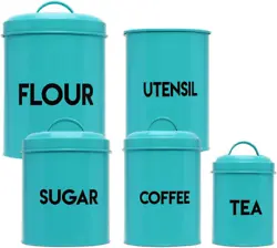 5 sets of Canisters include:s- Coffee Canister, Sugar Container, Utensil Crock, Flour Canister, Tea Canister....
