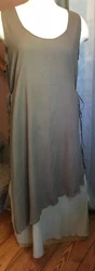Bianco Levrin long layered look gauge dress. It is gray with a brown layer.