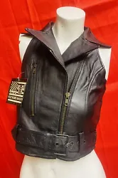 Vintage Collar Biker Vest With ZippersSize: L