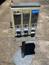 Candy Vending Machine: (Triple with Stand) Restorable and complete!Not working correctly at this time but still it’s...