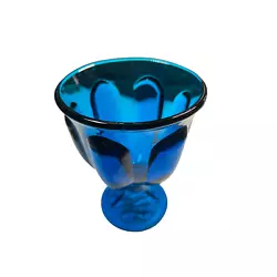 Vintage Mid Century Modern Viking Art Glass Deep Blue 6 Panel Goblet Vase USA Barware 