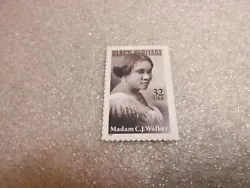 Here we have a MNH U. S. 32 Cent Madam C. J. Walker Stamp. Scott #3181. To All My Friends, U.S. & Worldwide...