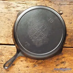 Griswold #10 Large Logo, Slant Letter with Heat Ring and ERIE. Good antique frying pan. Interested in the #4 slant logo...