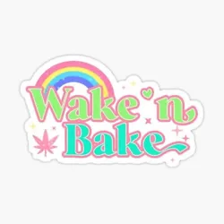 (1) wake  and bake sticker 4in x 2.25in