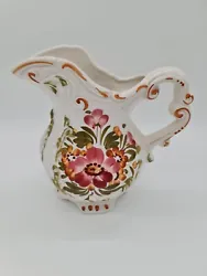 Aiguière ou pichet en céramique italienne BASSANO Décors fleurs Vintage  Vase Bassano grand Pichet Décoratif En...