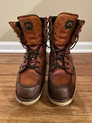 Used pair of insulated Irish Setter work boots. Leather in decent shape - do show a scrape on the top of the left toe,...