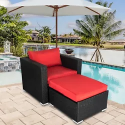Wicker Furniture Chair Ottoman Set is perfect for backyard, pool, patios and indoor decoration. Our ottoman can be...
