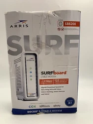 Item includes everything pictured. Up for sale is an ARRIS SURFboard SB8200 DOCSIS 3.1 cable modem in white. This...