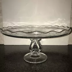 Viking Large Hart Shaped Pedestal Cake Plate.This Viking Clear Glass Pedestal Cake Plate measures approx. 11” across...