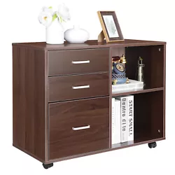 【High Quality Spacious Filing Cabinet】 - The Brown office filing cabinet is made of solid MDF, which top board can...