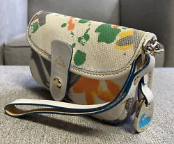 Dooney Bourke Wristlet Wallet Clutch Colorful Print Coated Canvas & Leather. Good condition very clean inside