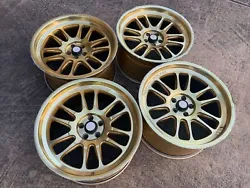Used in good condition AodHan rims 18x9.5 + 35 5x100 bolt pattern +35 offset gold vacuum color.