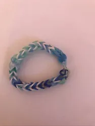 Ocean Inspired Blue With Bead Rainbow Loom Bracelet.