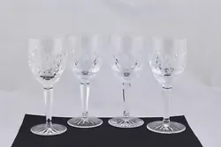 These Irish cut crystal Slane Claret Wine Glasses have acid-etched script lettering 