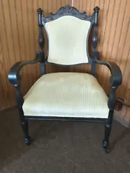 This estate chair has had the springs and upholstery restored.  The fabric is off white with quality cording.  The...