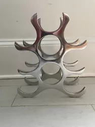 9 Bottle Silver Polished Solid Aluminum Countertop Wine Rack 13