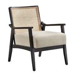 •Includes: one (1) armchair •Mid-Century modern styling •Real cane back with contrasting frame finish...