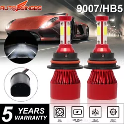 4-Side 9005 HB3 COB LED Headlight Bulb Kit 240W 320000LM 6000K High Beam White. LED Fog Light Bulbs 5202 White 6000K...