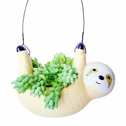Outdoor Sloth Hanging Planter, Cute 6.7” Ceramic Outdoor Indoor Plant Pot, Sloth Animal Wall Planter, Hanging Flower...