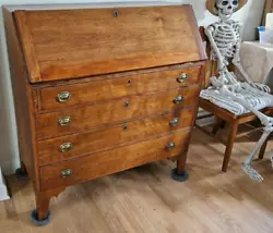 Slant-top desk, Secretary, or Fall-Front Desk. There are about 25 loose nails included. Drawer pulls are oval drop...