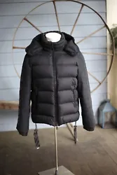 Up for sale is a rare Moncler X Off-White Enclos down puffer jacket in black, size 1/Small. This stylish puffer jacket...