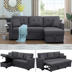 Reversible Sectional Sleeper Sofa with Pull Out Couch Sofa Bed & Storage Chaise Lounge,81.5