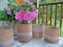 For sale is 12 mason jar sleeves.The burlap and lace is already adhered together. These look great as they are, too!...