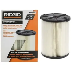RIDGID VF4000 Filter 1 Layer Wet Dry 5-20 Gal & 6-9 Gal Husky Vacuum. FITS RIDGID 5 TO 20 GALLON VACUUMS: (WD5500,...